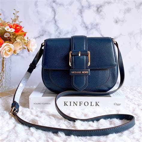 Michael Michael Kors LILLIAN BLUE BUCKLE LEATHER SMALL 